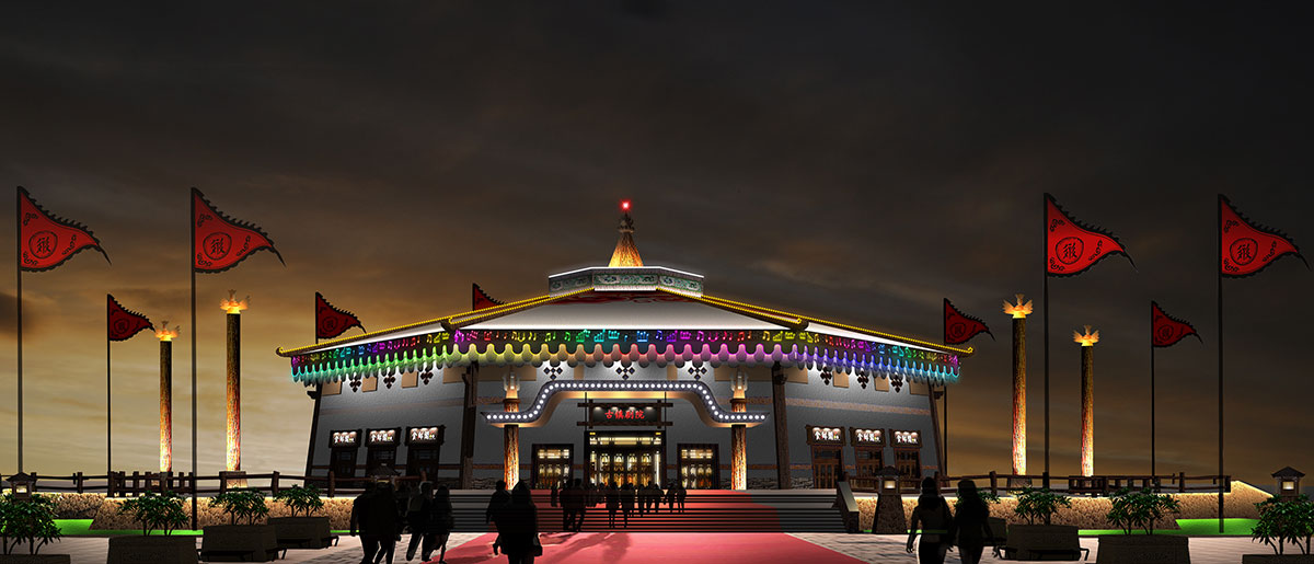 银川镇北堡温泉小镇建筑照明工程夜景观落地实景